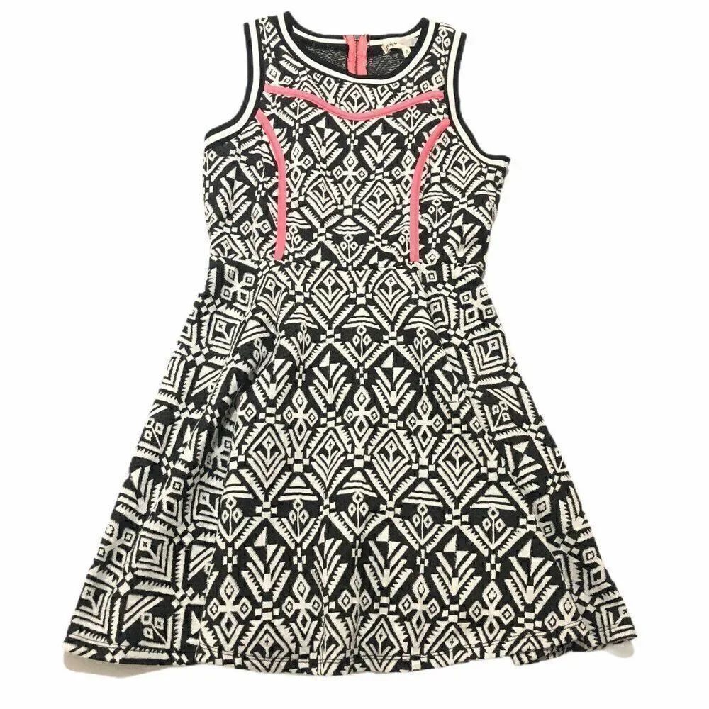 Jolt Jacquard High Neck Skater Sundress Navy NEW